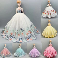1/6 Doll Clothes Floral Lace Wedding Dress Gown Outfits 11.5" Dolls Accessories