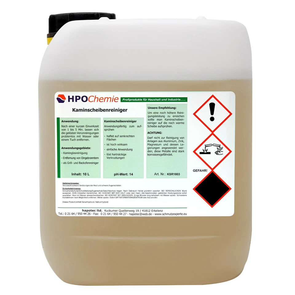 Kamin & Ofenglas Reiniger 5 Liter - Kaminscheibenreiniger Reiniger Rußentferner