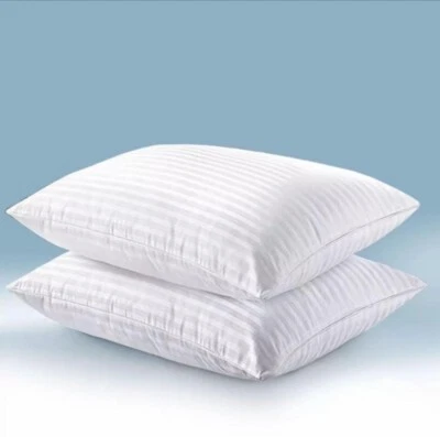 COMFY HOME Hotel Quality Egyptian Stripe Pillows Luxury Soft Hollowfibre Filled - 2 Pack