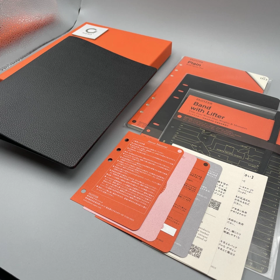 Carpeta de cuero retráctil PLOTTER 5003 A5 6 anillos con accesorios NUEVO de Japón Foto 3 de 4