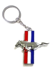 Ford Mustang Logo Silver Metal Keychain Key Chain Ring Roush Performance Racing