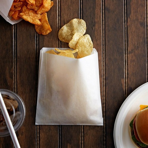 100 x Sulphite Kraft Paper Bags White for Takeaway Food 6 in x 7.5 in - Picture 3 of 5