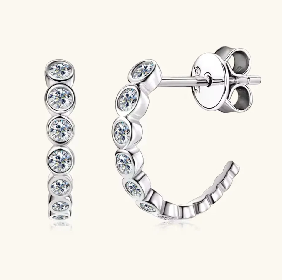 0.5ct Hoop Earrings White Gold Diamond Test Pass Lab-Created VVS1/D/Excellent - Image 2 of 2