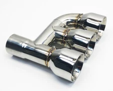 Exhaust Tip Offset 2.50 inlet 3.50 Triple 9.00 Long  Stainless Steel Wesdon Exha