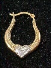 14 KT GOLD HOOP EARRINGS WITH HEARTS MARKED SLC 14K PIERCED EARS
