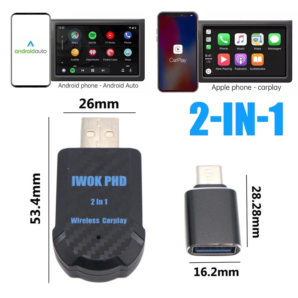 Para iPhone Apple Plug & Play Inalámbrico USB CarPlay Adaptador Inalámbrico Carplay Dongle Foto 2 de 4
