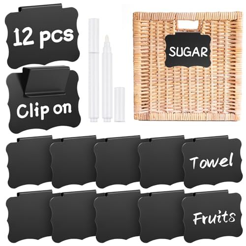 12 Pcs Basket Labels for Storage Bins, Black Removable Bin Labels with 12PCS - Picture 1 of 7