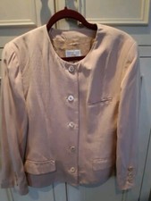 Ladies Etienne Aigner Collarless Pale Peach Jacket Size 10