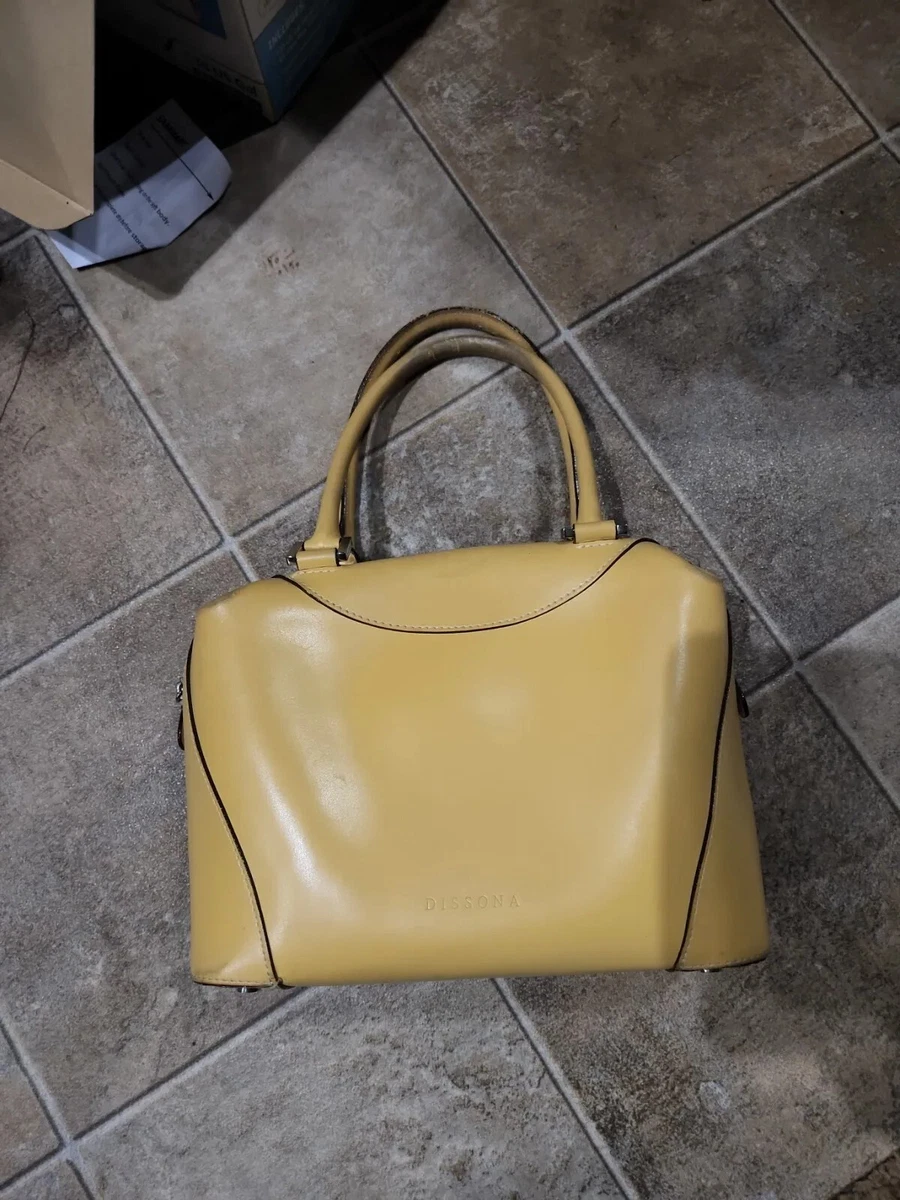 DISSONA Italy yellow Leather Double Strap Bag