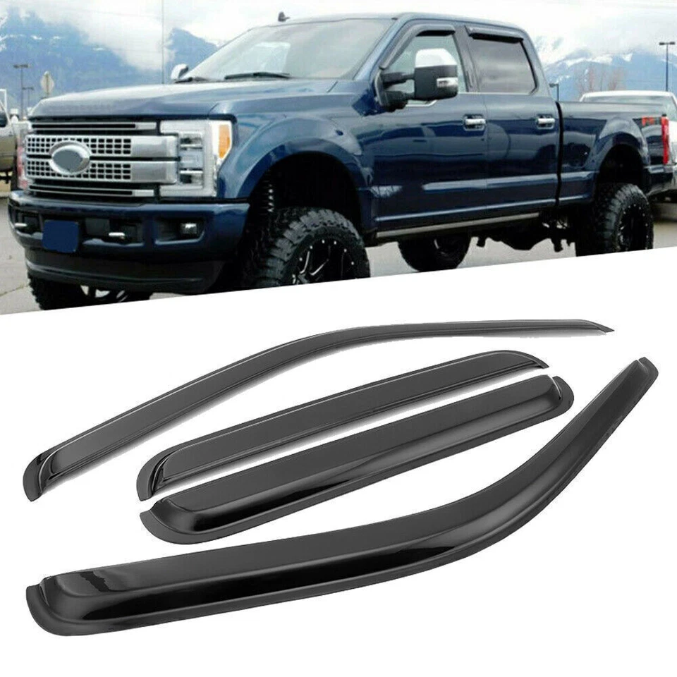 Para Ford F250 1999-2016 F350 F450 Super Duty Viseras de ventana Protectores de lluvia Deflector Foto 4 de 4