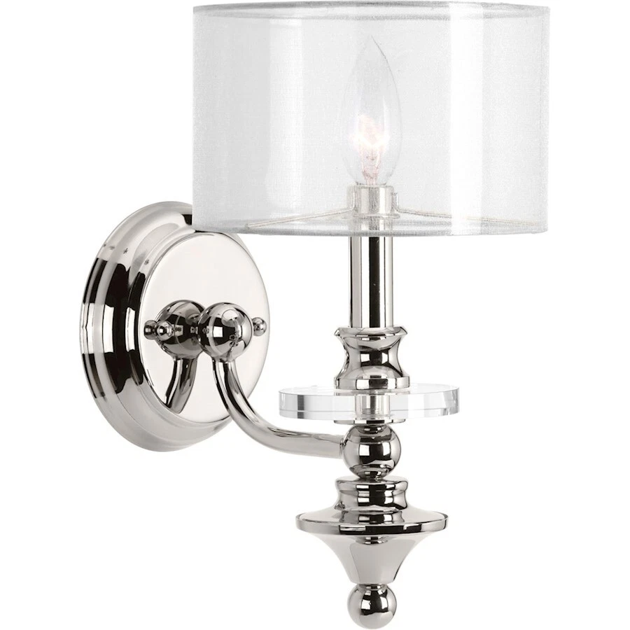 Progress Lighting March 1 Light Wall Sconce in Polished Nickel P710013 104
