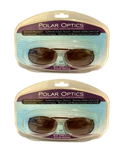 2 Polar Optics 46 rec 6 Polarized Brown Full Frame clip on Sunglasses W. Case