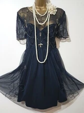 BOOHOO 20'S GATSBY FLAPPER CHARLESTON SEQUIN BEAD EMBELLISHED DRESS SZ UK8