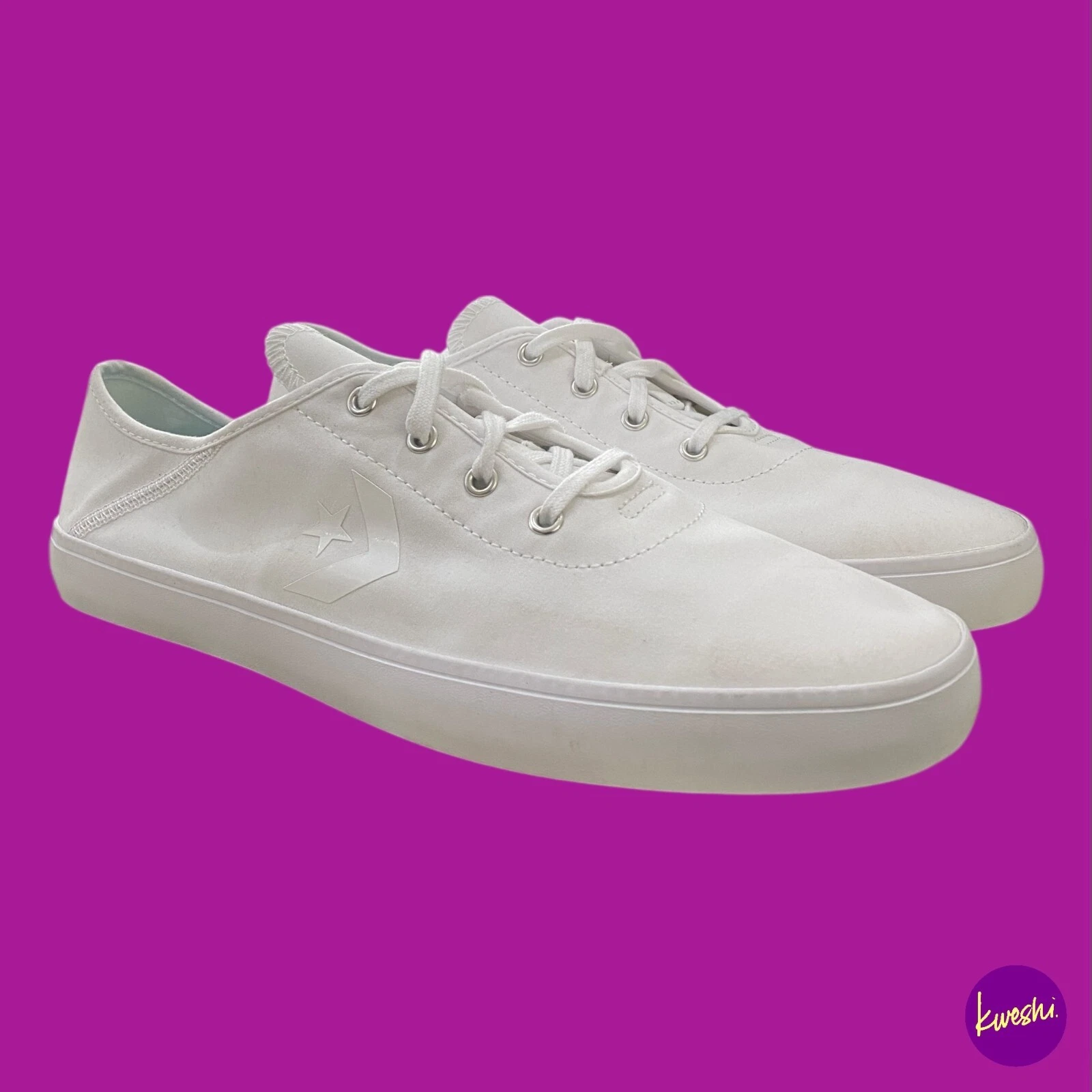 CONVERSE Scarpe da Ginnastica Donna Costa Beach Morbida Tela Pesca Bianco UK 8 (Coppia 2)