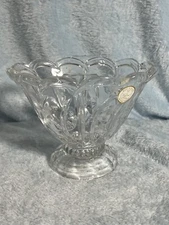 Vintage Crystal Clear Footed Compote Bowl Vase 24 % Lead Made in Poland