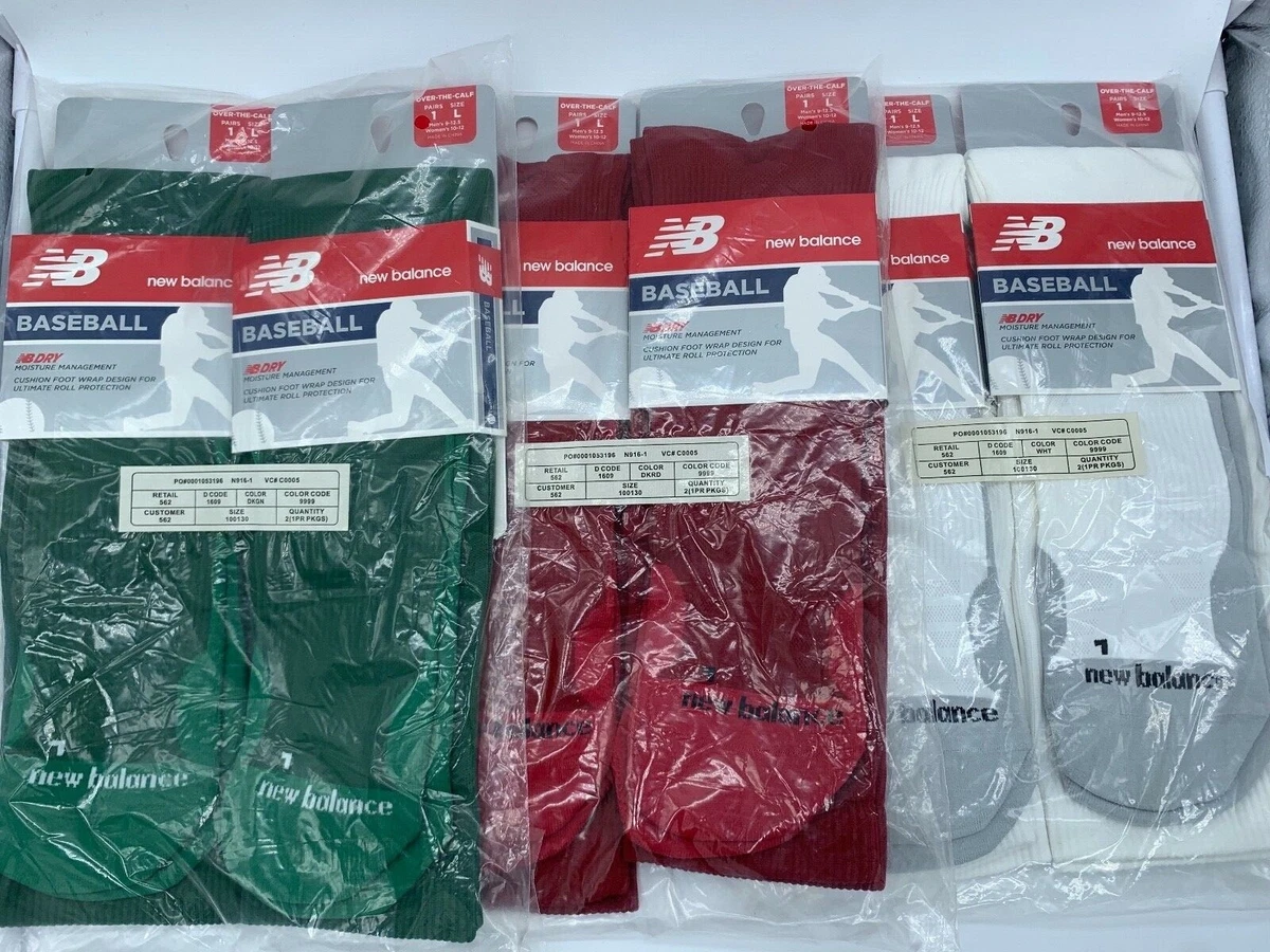 NEW 2 PAIR PACK UNISEX OVER THE CALF NEW BALANCE BASEBALL SOCKS LARGE MSRP 34
