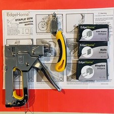 EdgeHome Heavy Duty 3 in 1 Hand Staple Gun Tacker Chrome W/ Remover & Staples