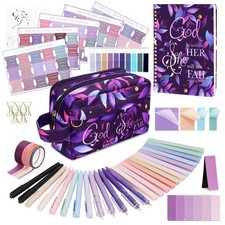 48 Pcs Bible Study Supplies for Women, Bible Journaling Kit Includes Bible Penci
