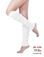 Long Leg Warmer, Women  s Men 80s Party Ribbed Knit 61white - Without Hole