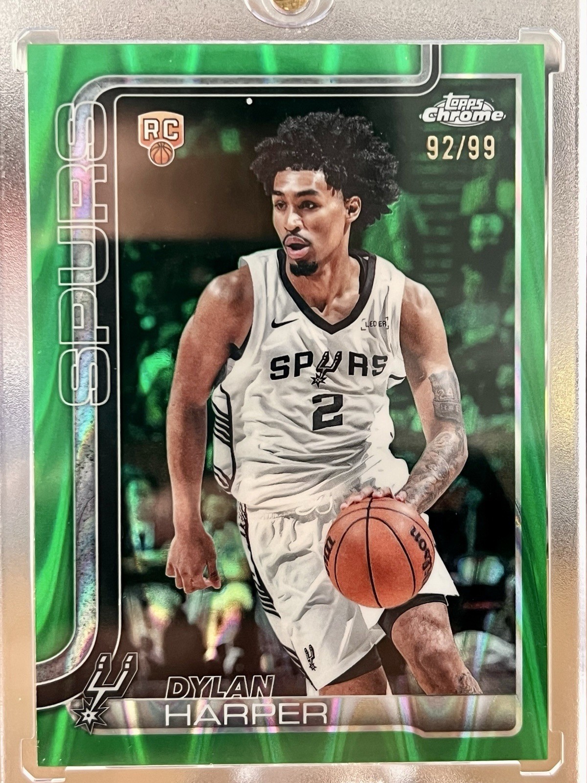 2025-26 Topps Chrome Dylan Harper Green RayWave /99 #252 Rookie RC SAS Spurs