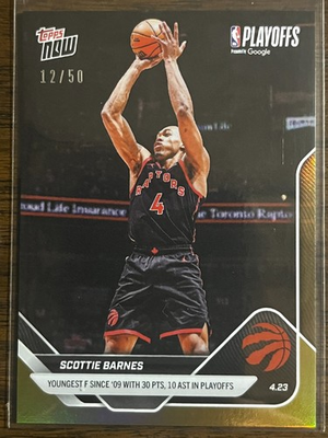 #ad 2025 26 Topps Now NBA #272 Scottie Barnes Toronto Raptors GOLD 12 50 $63.71