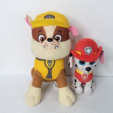 Spin Master Paw Patrol Plush Puppy Dog Glitter Rescue Marshall Rubble Lot Of 2