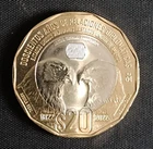 MEXICO 2023 $20 BIMETALLIC Dipl. rel. w/US bicenty., eagles, BU unc. coin, scarc