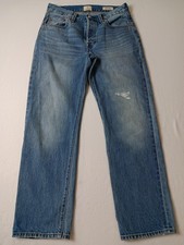 Levi's 501 '90s Jeans Mens W28 L30 Blue Medium Wash Straight Denim Distressed