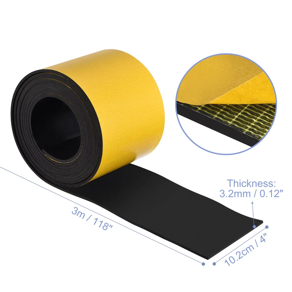 Adesivo Neoprene Gomma Strisce Foglio 4" Largox118" Lungox0,12" Spessa 1pz - Immagine 2 di 4