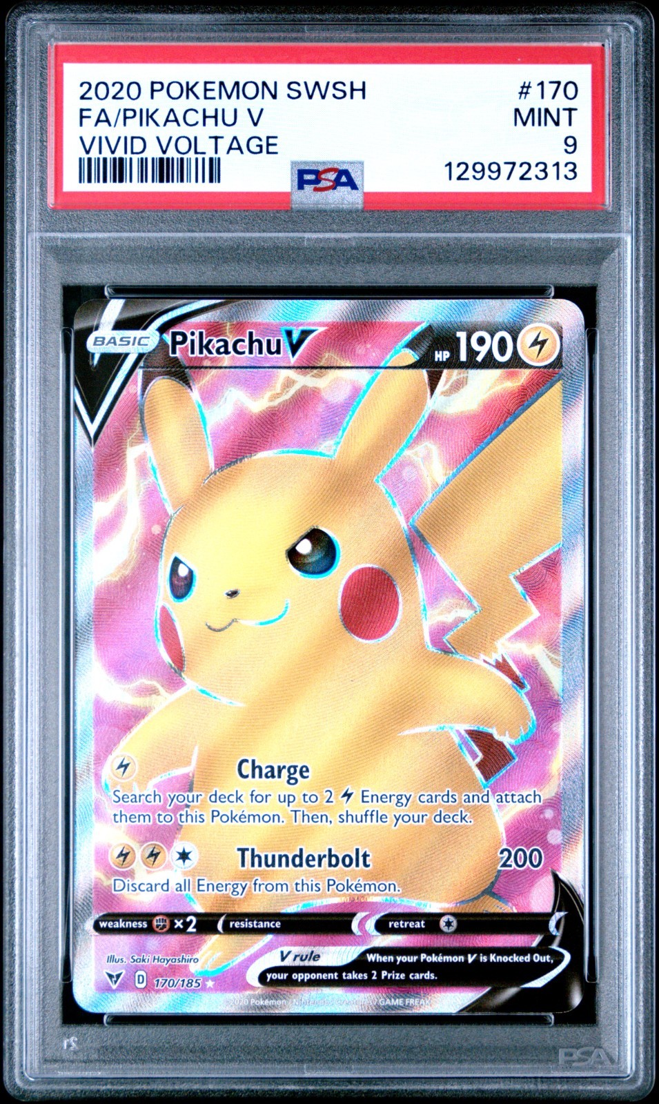 2020 POKEMON SWORD & SHIELD VIVID VOLTAGE #170 FULL ART/PIKACHU V PSA 9