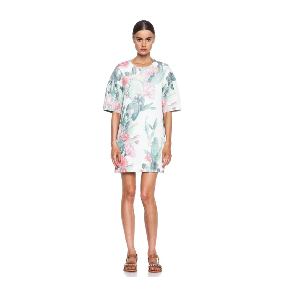 Matthew Williamson Cactus Garden Oversized Mini Dress Ecru Cotton Blend UK 12 - Image 2 of 4