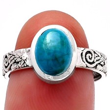 Natural Azurite Chrysocolla 925 Sterling Silver Ring s.8 Jewelry R-1061