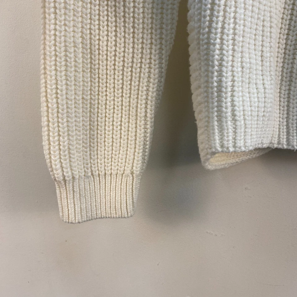 Roxy Womens Medium Sweater White Rib Knit Stretch Pullover Cotton Twist Back - Image 3 of 4