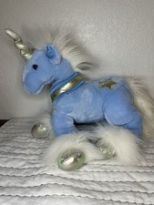 2007 Animal Alley Toys R Us Stars Unicorn Stuffed Animal Plush Blue White 18"