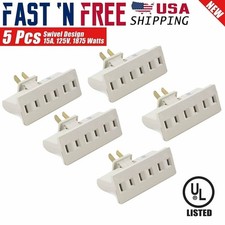 Wideskall 5-Packs 2 Prong 3 Outlet UL Certified Swivel Wall Tap