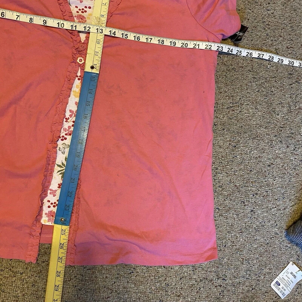 New Jason Maxwell Women 1X Built In Tank Blouse Pink Floral Cottagecore Casual - Image 2 of 4