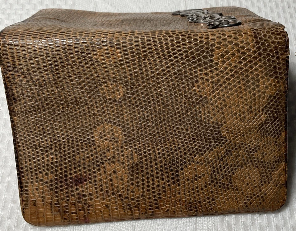 Reptile Snakeskin Antique Silver Mono Victorian Wallet Card Case - Image 2 of 4