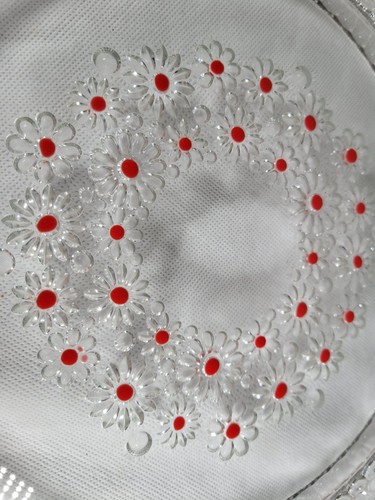 Vintage Cake Plate Glass Walther Kristallglas Germany Coral Red 30cm Dia Rare - Picture 1 of 24