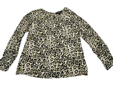 Derek Lam New York Womens Multicolor Animal Print Silk Blouse Long Sleeve Size 6