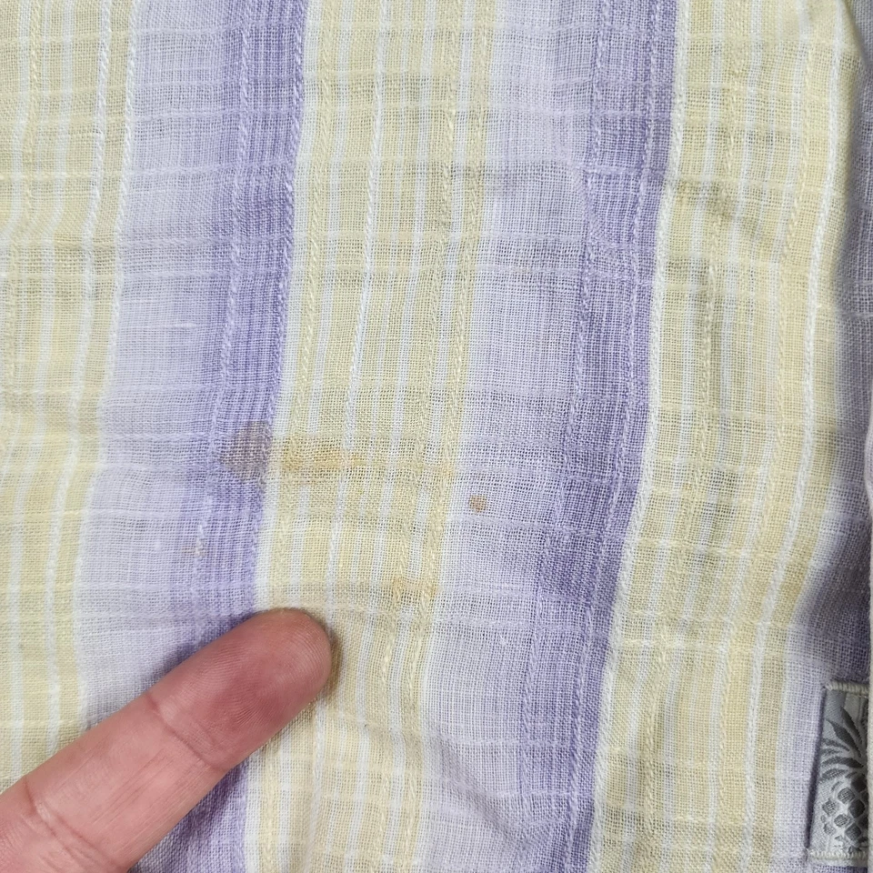 Tommy Bahama Shirt Mens Small Purple Yellow Striped Linen Short Sleeve Button Up - Image 2 of 4
