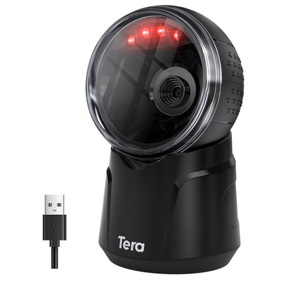 Tera Barcode Scanner Desktop Omnidirectional 1D 2D Qr Hands Usb Wired Bar Code