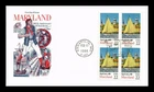 US COVER MARYLAND STATEHOOD BICENTENNIAL FDC BLOCK OF 4 ARTMASTER