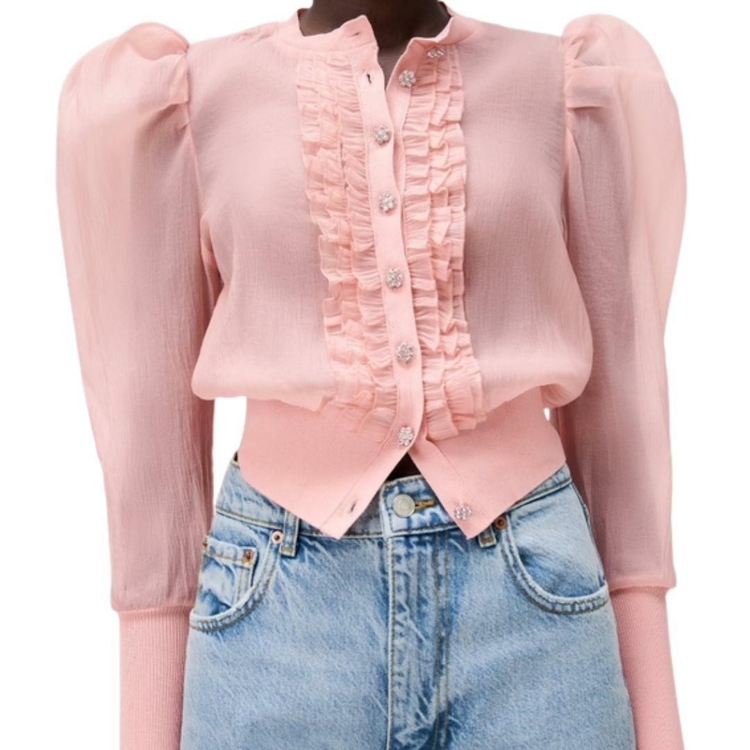 ZARA NWT M L Organza Knit Jacket with 