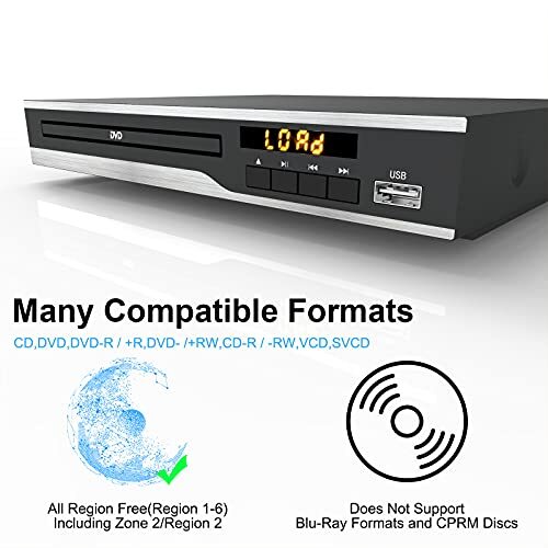 DVD Player, Region Free DVD Players for Cd/Dvd'S, Compact DVD Player Supports NT - Picture 4 of 7