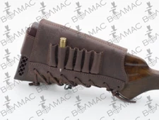 New 100% Leather Rifle Cartridge Holder Ammo Buttstock Made in Europe.