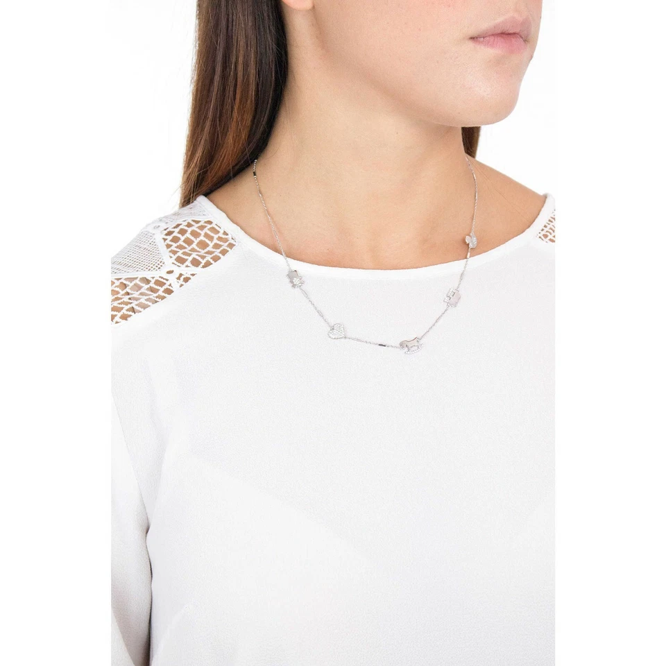 Rosato linea Sogni collana donna in argento e zirconi cuore quadrifoglio RSO02 - Immagine 2 di 3