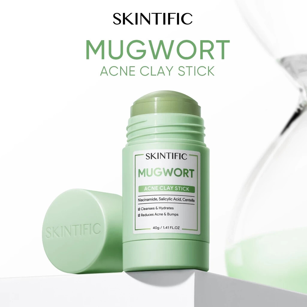 SKINTIFIC Mugwort Acne Clay Mask Stick 40g Reduces Redness, Inflammation