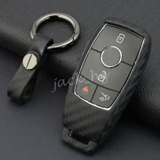 For Mercedes Benz Smart Car Key Fob Case Cover Chain Accessories Carbon Fiber