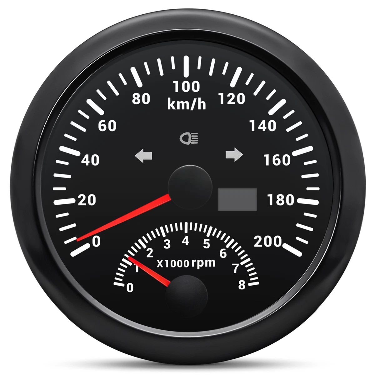 85mm Black GPS Speedometer 0-200Km/H With Tachometer Gauge 8000RPM for Car  Boat