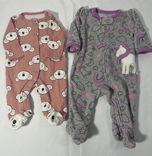 Carter  s Pajamas Set of 2 Footed Sleepwear Unicorn Koala Sleeper Baby Sz 3 Mos